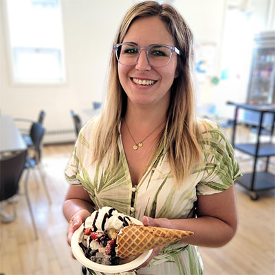 Employee with Ice Cream on a Fun Friday at PEER Group