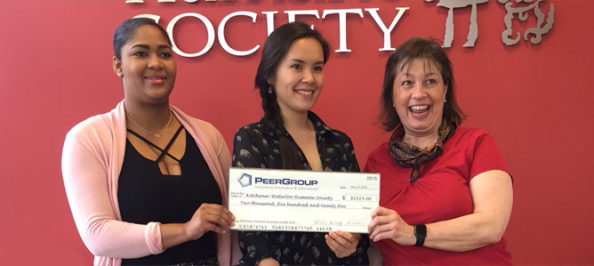 Photo of cheque presentation for KW Humane Society 2018