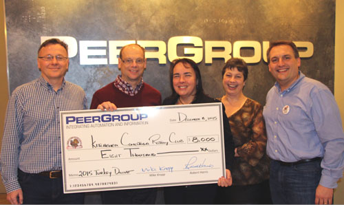 Photo of cheque presentation for Kitchener Rotary Turkey Drive 2015