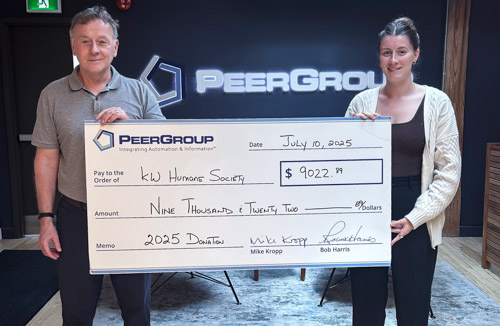 PEER Group presents donation to KW Humane Society in 2025